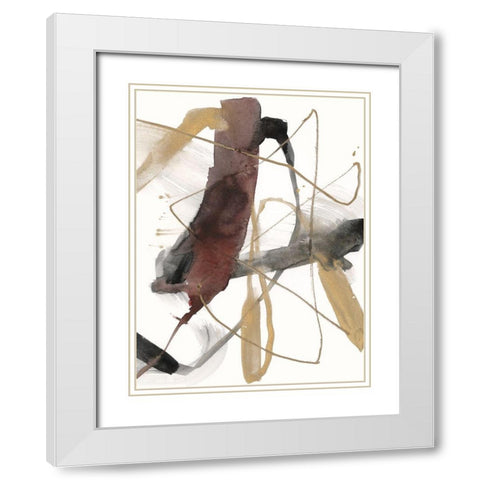 Burgundy Interjection II White Modern Wood Framed Art Print with Double Matting by Goldberger, Jennifer