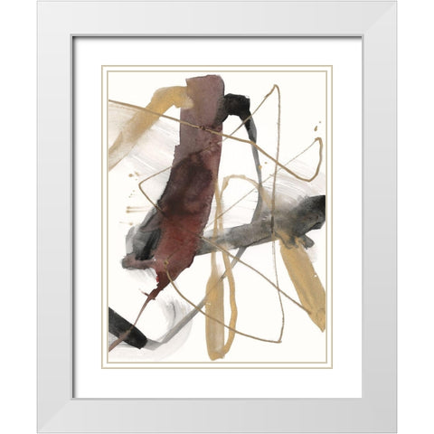 Burgundy Interjection II White Modern Wood Framed Art Print with Double Matting by Goldberger, Jennifer