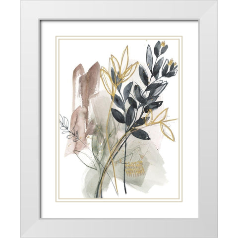 Bundled Leaves I White Modern Wood Framed Art Print with Double Matting by Goldberger, Jennifer