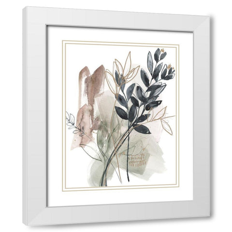 Bundled Leaves I White Modern Wood Framed Art Print with Double Matting by Goldberger, Jennifer