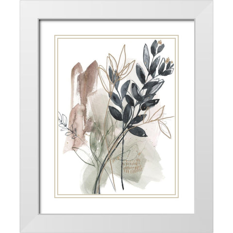 Bundled Leaves I White Modern Wood Framed Art Print with Double Matting by Goldberger, Jennifer