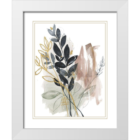 Bundled Leaves II White Modern Wood Framed Art Print with Double Matting by Goldberger, Jennifer