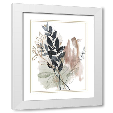 Bundled Leaves II White Modern Wood Framed Art Print with Double Matting by Goldberger, Jennifer