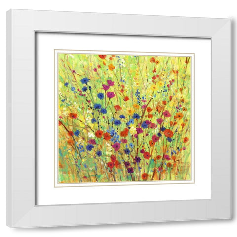 Wildflower Patch I White Modern Wood Framed Art Print with Double Matting by OToole, Tim