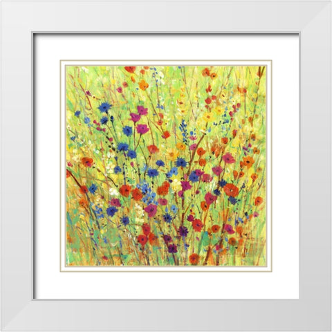 Wildflower Patch I White Modern Wood Framed Art Print with Double Matting by OToole, Tim