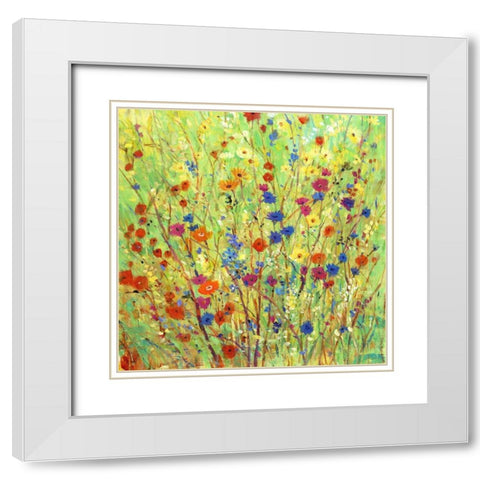 Wildflower Patch II White Modern Wood Framed Art Print with Double Matting by OToole, Tim