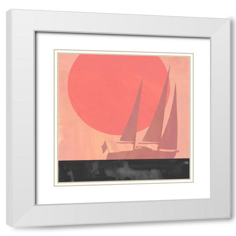 Deep Sea Sunset I White Modern Wood Framed Art Print with Double Matting by Green, Jacob