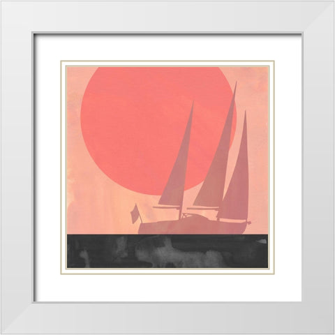 Deep Sea Sunset I White Modern Wood Framed Art Print with Double Matting by Green, Jacob