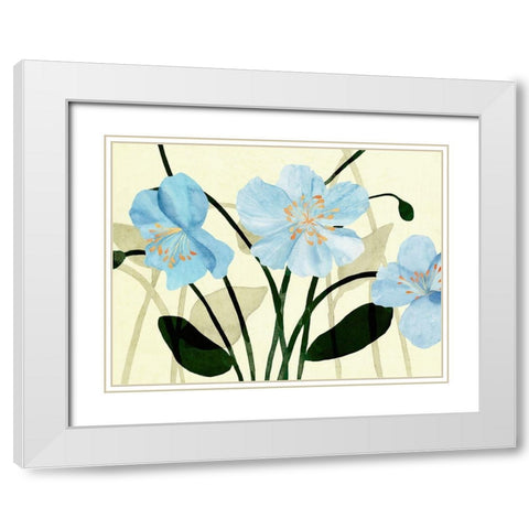 Blue Poppies I White Modern Wood Framed Art Print with Double Matting by Warren, Annie