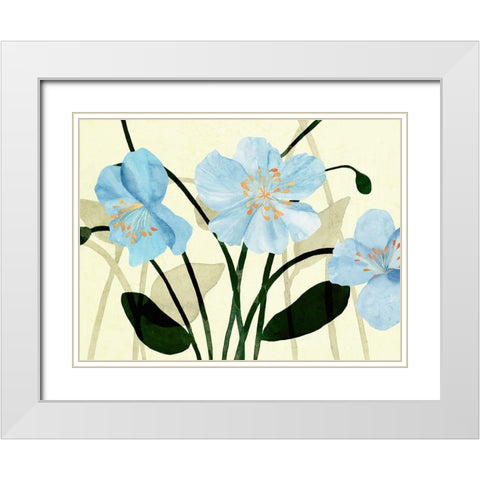 Blue Poppies I White Modern Wood Framed Art Print with Double Matting by Warren, Annie