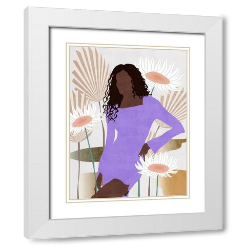 Sun Kissed Woman III White Modern Wood Framed Art Print with Double Matting by Wang, Melissa