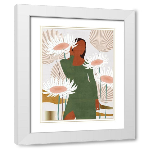 Sun Kissed Woman IV White Modern Wood Framed Art Print with Double Matting by Wang, Melissa