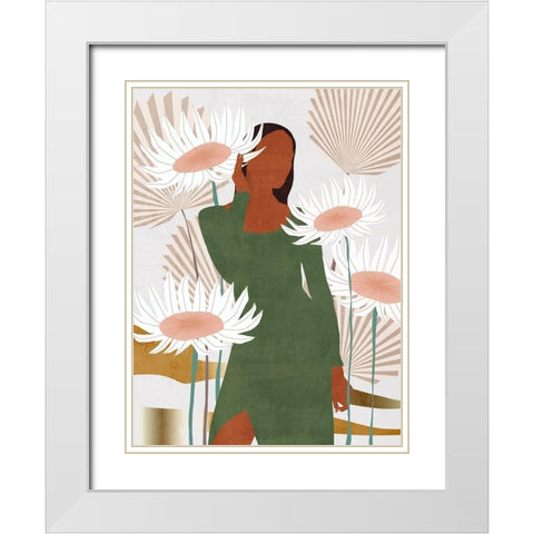 Sun Kissed Woman IV White Modern Wood Framed Art Print with Double Matting by Wang, Melissa