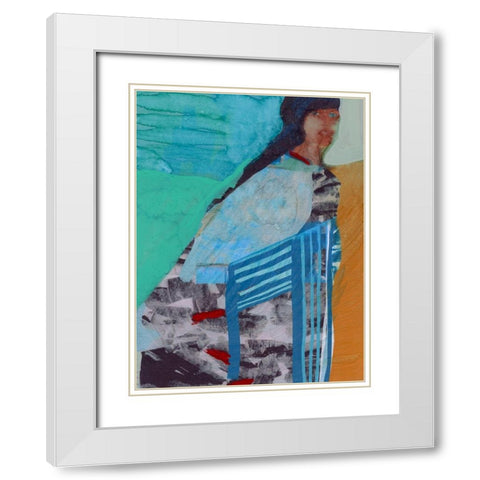 Walking Woman I White Modern Wood Framed Art Print with Double Matting by Cartissi