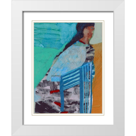 Walking Woman I White Modern Wood Framed Art Print with Double Matting by Cartissi