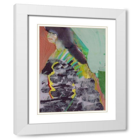 Walking Woman II White Modern Wood Framed Art Print with Double Matting by Cartissi