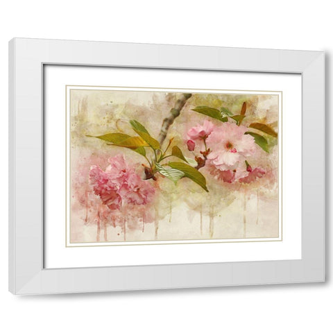 Blossom Elegance II White Modern Wood Framed Art Print with Double Matting by Robertson, Leda
