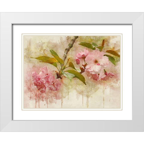 Blossom Elegance II White Modern Wood Framed Art Print with Double Matting by Robertson, Leda