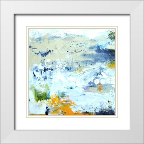 Abstract Beach White Modern Wood Framed Art Print with Double Matting by Fields, Karen