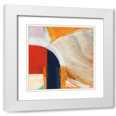 Blue Orange I White Modern Wood Framed Art Print with Double Matting by Cartissi