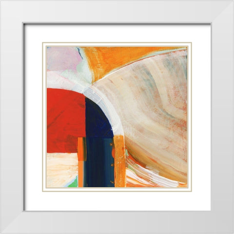 Blue Orange I White Modern Wood Framed Art Print with Double Matting by Cartissi