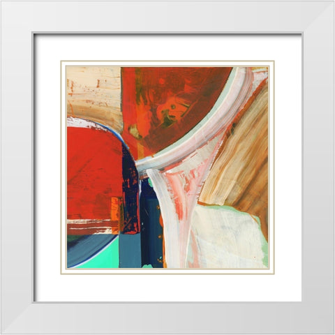 Blue Orange II White Modern Wood Framed Art Print with Double Matting by Cartissi