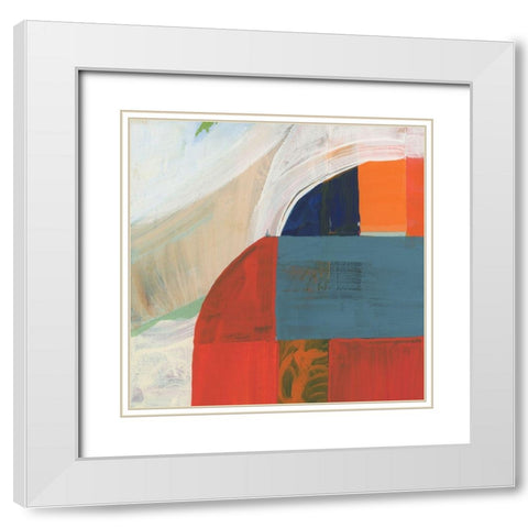 Blue Orange III White Modern Wood Framed Art Print with Double Matting by Cartissi