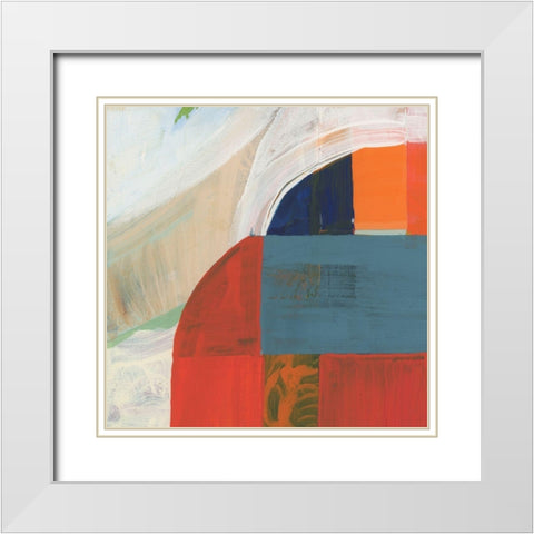 Blue Orange III White Modern Wood Framed Art Print with Double Matting by Cartissi