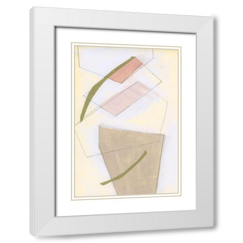 Nude Gold Shapes I White Modern Wood Framed Art Print with Double Matting by Cartissi
