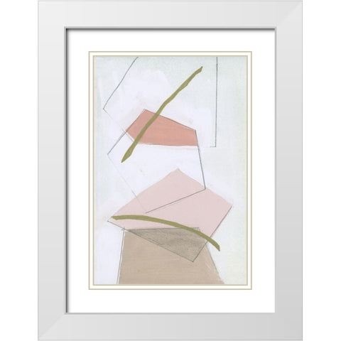 Nude Gold Shapes II White Modern Wood Framed Art Print with Double Matting by Cartissi