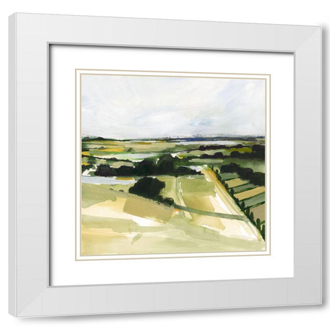 Patchy Landscape I White Modern Wood Framed Art Print with Double Matting by Barnes, Victoria