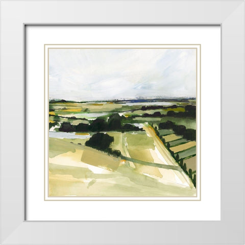 Patchy Landscape I White Modern Wood Framed Art Print with Double Matting by Barnes, Victoria