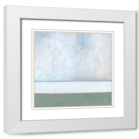 Seagrass Mist I White Modern Wood Framed Art Print with Double Matting by Young, Carol