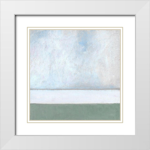 Seagrass Mist I White Modern Wood Framed Art Print with Double Matting by Young, Carol