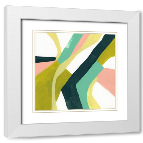 Ribbon Relief I White Modern Wood Framed Art Print with Double Matting by Vess, June Erica