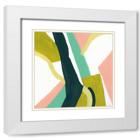 Ribbon Relief II White Modern Wood Framed Art Print with Double Matting by Vess, June Erica