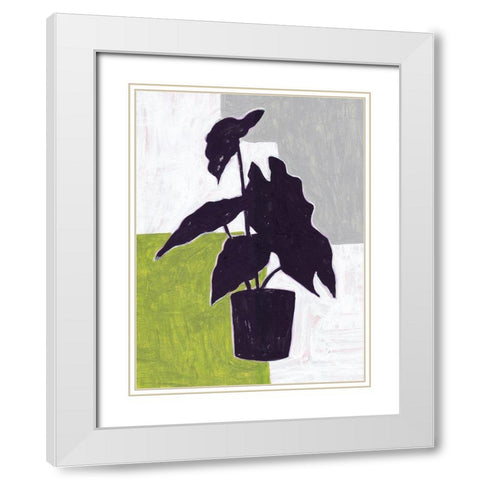 Green Plantling I White Modern Wood Framed Art Print with Double Matting by Wang, Melissa