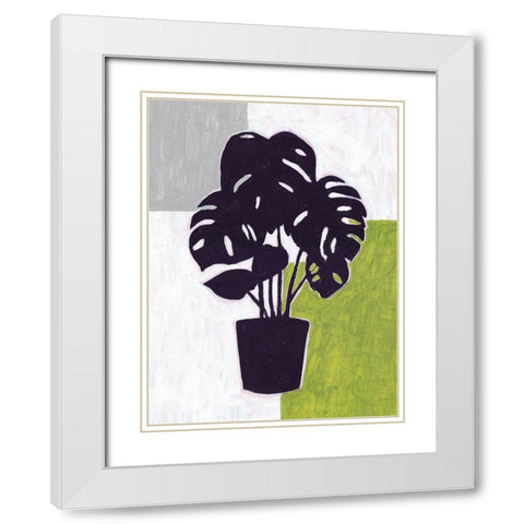 Green Plantling II White Modern Wood Framed Art Print with Double Matting by Wang, Melissa