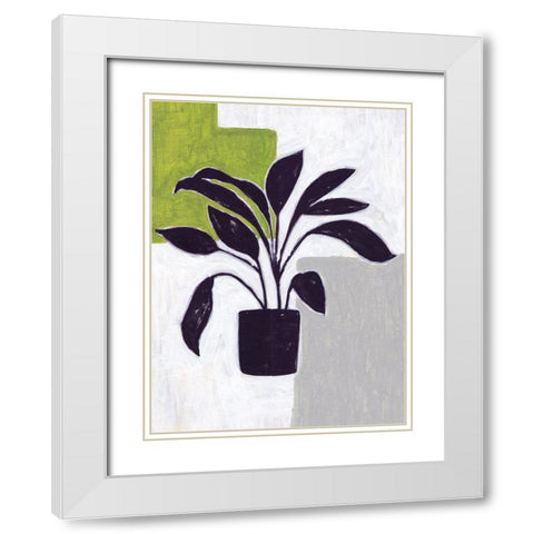 Green Plantling III White Modern Wood Framed Art Print with Double Matting by Wang, Melissa