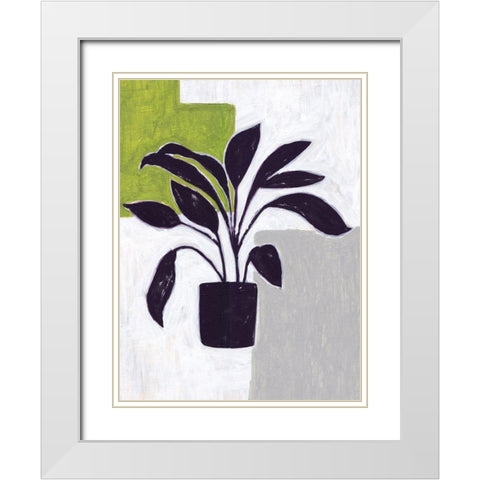 Green Plantling III White Modern Wood Framed Art Print with Double Matting by Wang, Melissa