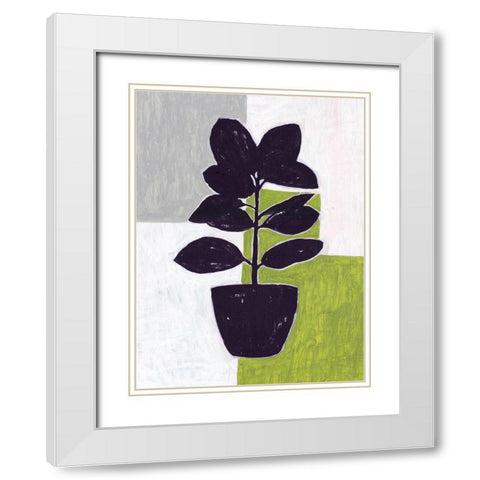 Green Plantling IV White Modern Wood Framed Art Print with Double Matting by Wang, Melissa