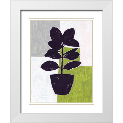 Green Plantling IV White Modern Wood Framed Art Print with Double Matting by Wang, Melissa