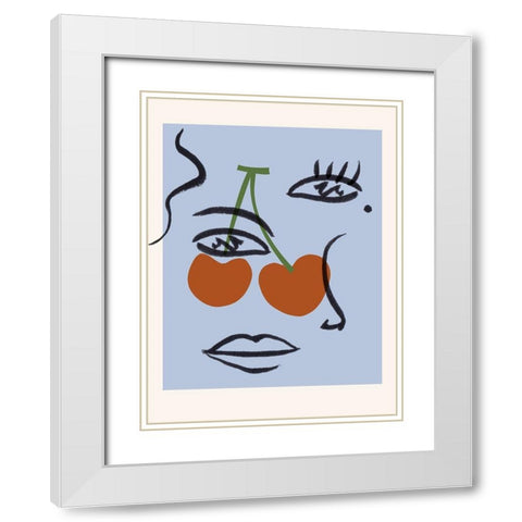 Cherry Baby I White Modern Wood Framed Art Print with Double Matting by Wang, Melissa