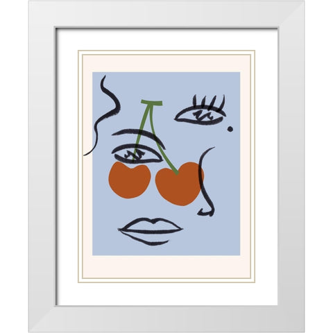 Cherry Baby I White Modern Wood Framed Art Print with Double Matting by Wang, Melissa