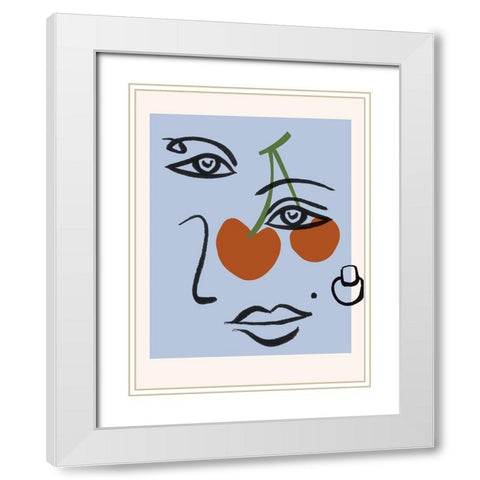 Cherry Baby II White Modern Wood Framed Art Print with Double Matting by Wang, Melissa