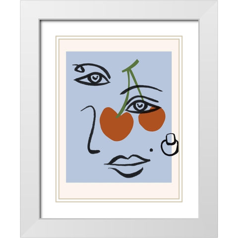 Cherry Baby II White Modern Wood Framed Art Print with Double Matting by Wang, Melissa