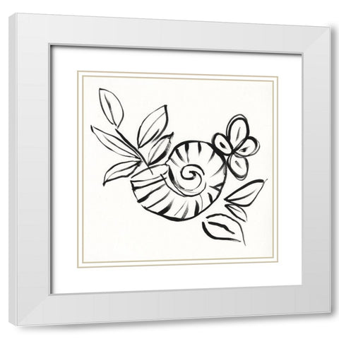 Shell Scrawl I White Modern Wood Framed Art Print with Double Matting by Goldberger, Jennifer