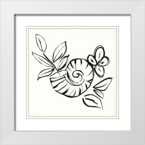 Shell Scrawl I White Modern Wood Framed Art Print with Double Matting by Goldberger, Jennifer