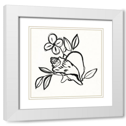 Shell Scrawl II White Modern Wood Framed Art Print with Double Matting by Goldberger, Jennifer