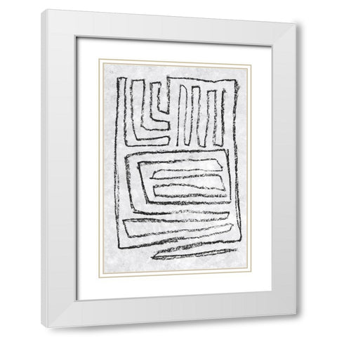 Black and White Runes II White Modern Wood Framed Art Print with Double Matting by Goldberger, Jennifer